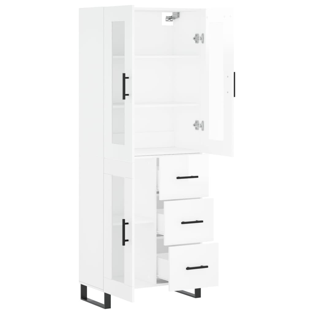 højskab 69,5x34x180 cm konstrueret træ hvid højglans