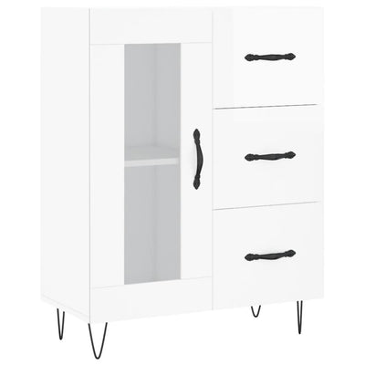 højskab 69,5x34x180 cm konstrueret træ hvid højglans