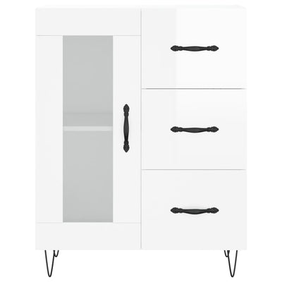 højskab 69,5x34x180 cm konstrueret træ hvid højglans
