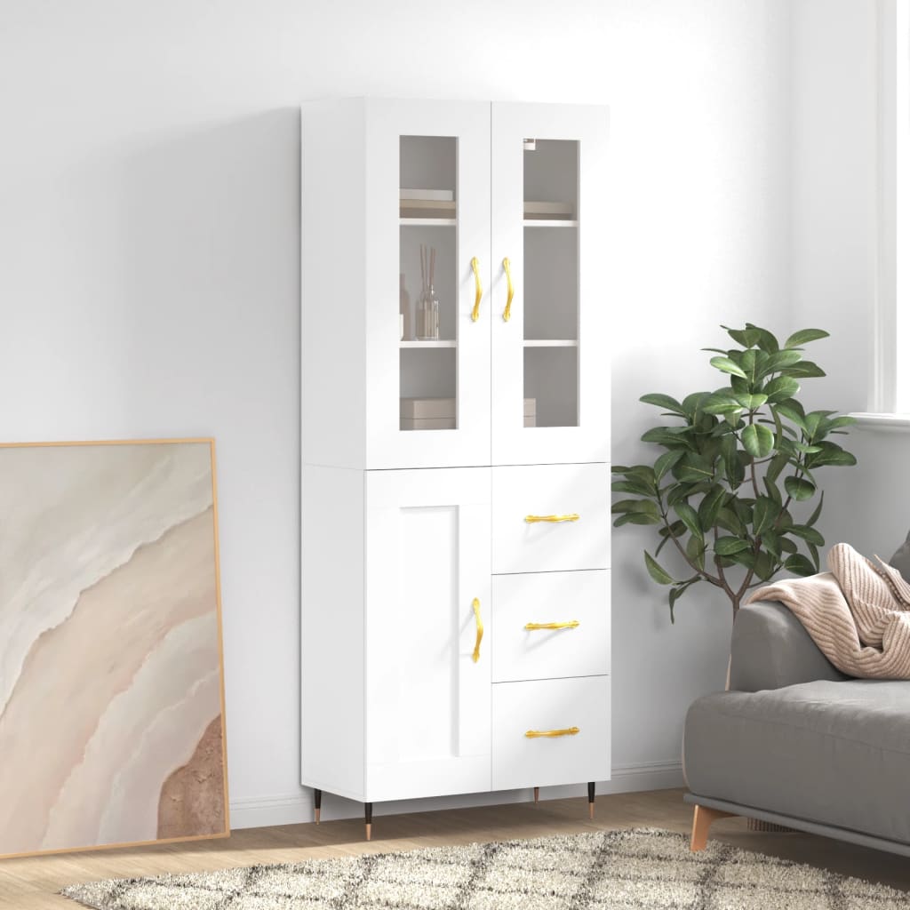 højskab 69,5x34x180 cm konstrueret træ hvid