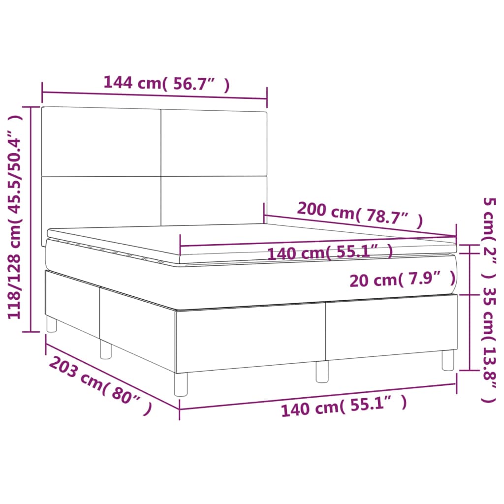 kontinentalseng med madras 140x200 cm stof sort