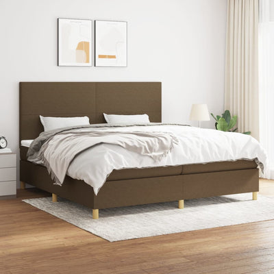 kontinentalseng med madras 200x200 cm stof mørkebrun