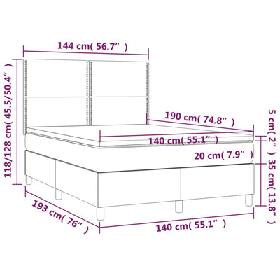 kontinentalseng med madras 140x190 cm stof blå