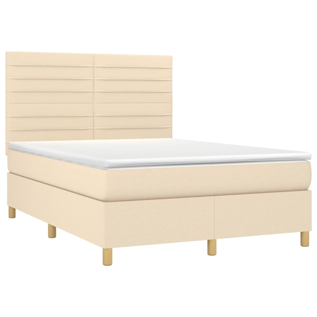 kontinentalseng med madras 140x190 cm stof cremefarvet