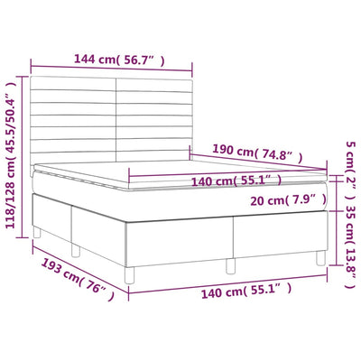 kontinentalseng med madras 140x190 cm stof cremefarvet
