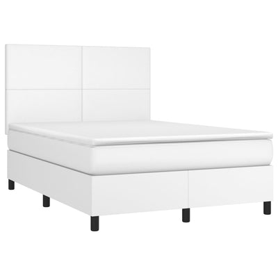 kontinentalseng med madras 140x190 cm kunstlæder hvid