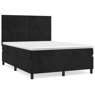 kontinentalseng med madras 140x190 cm fløjl sort