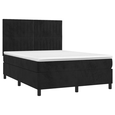 kontinentalseng med madras 140x190 cm fløjl sort