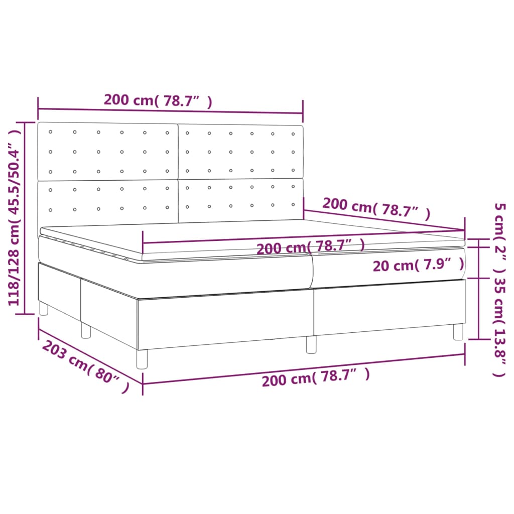 kontinentalseng med madras 200x200 cm fløjl lysegrå