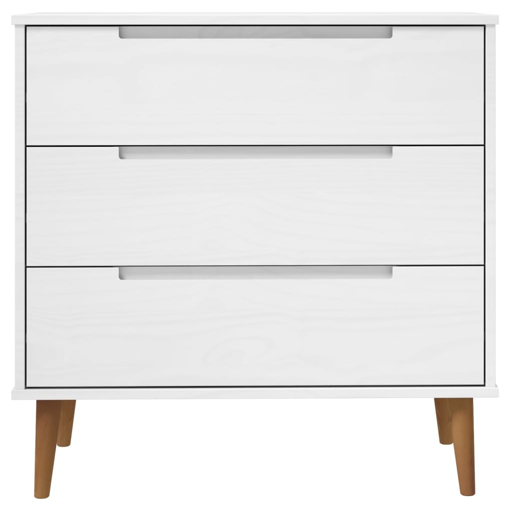 kommode MOLDE 80x40x80 cm massivt fyrretræ hvid