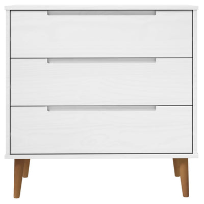 kommode MOLDE 80x40x80 cm massivt fyrretræ hvid