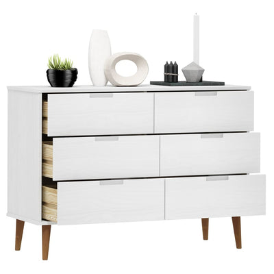 sengebord MOLDE 113x40x80 cm massivt fyrretræ hvid