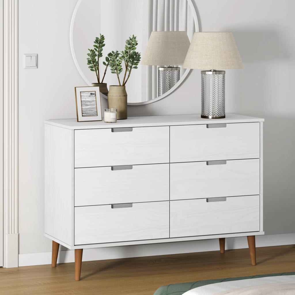 sengebord MOLDE 113x40x80 cm massivt fyrretræ hvid