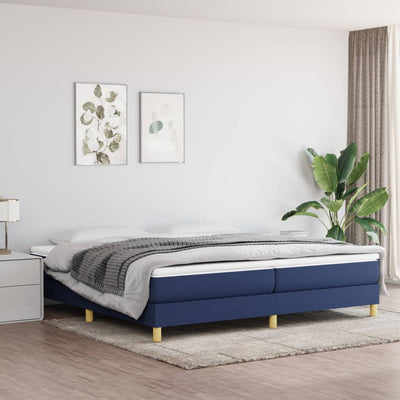 kontinentalseng med madras 200x200 cm stof blå
