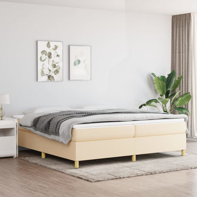 kontinentalseng med madras 200x200 cm stof cremefarvet