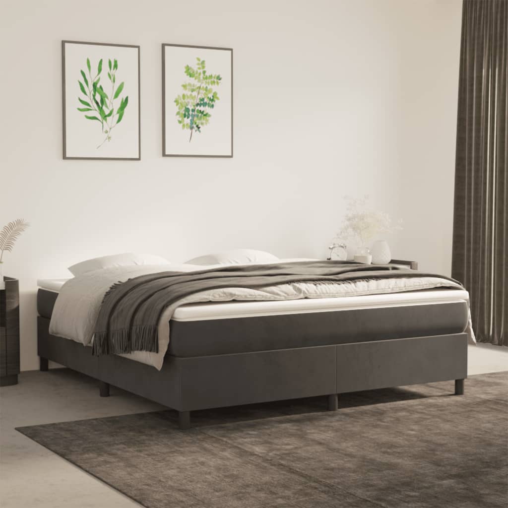 kontinentalseng med madras 180x200 cm fløjl mørkegrå