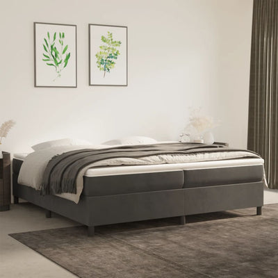 kontinentalseng med madras 200x200 cm fløjl mørkegrå