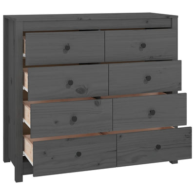 kommode 100x40x90 cm massivt fyrretræ grå