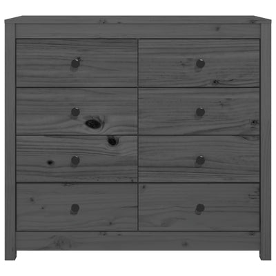 kommode 100x40x90 cm massivt fyrretræ grå