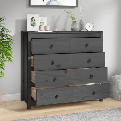 kommode 100x40x90 cm massivt fyrretræ grå