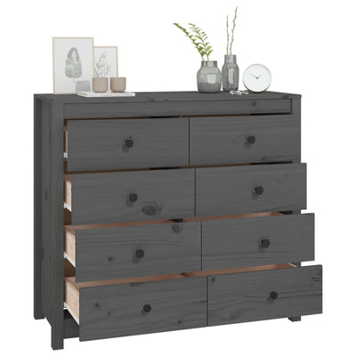 kommode 100x40x90 cm massivt fyrretræ grå