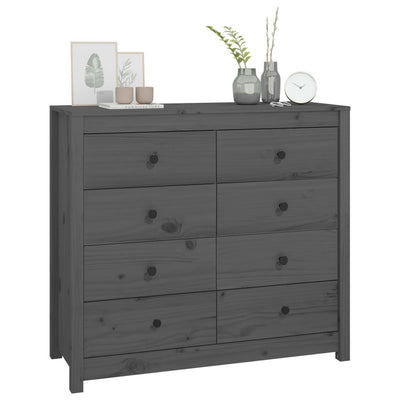 kommode 100x40x90 cm massivt fyrretræ grå