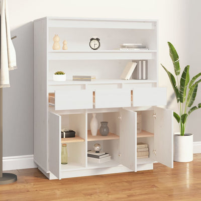 højskab 89x40x116,5 cm massivt fyrretræ hvid