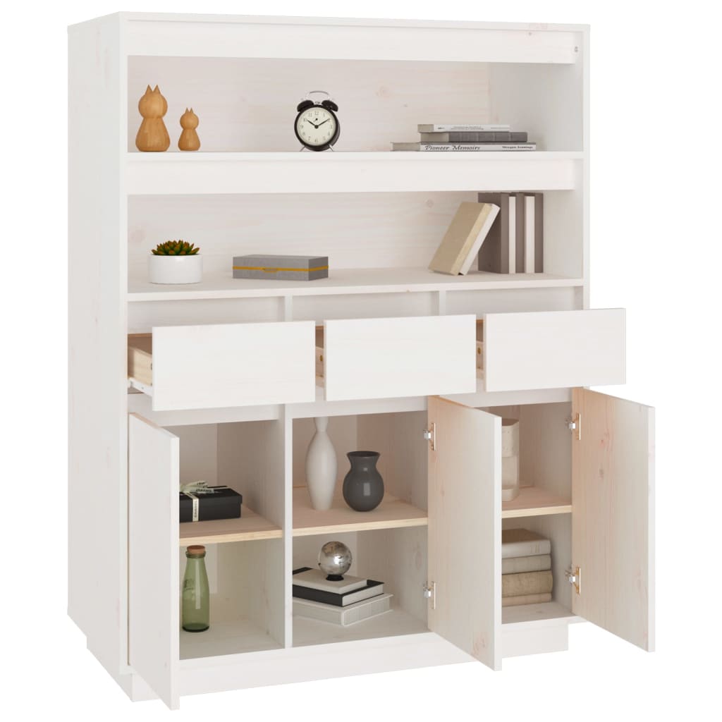højskab 89x40x116,5 cm massivt fyrretræ hvid