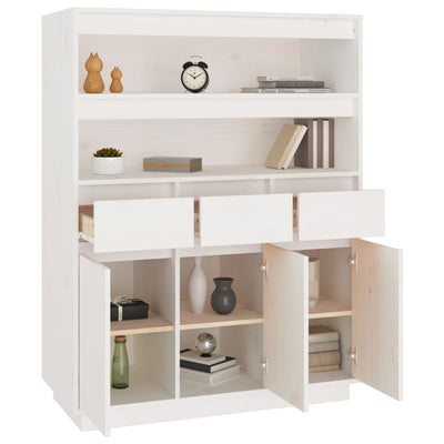 højskab 89x40x116,5 cm massivt fyrretræ hvid