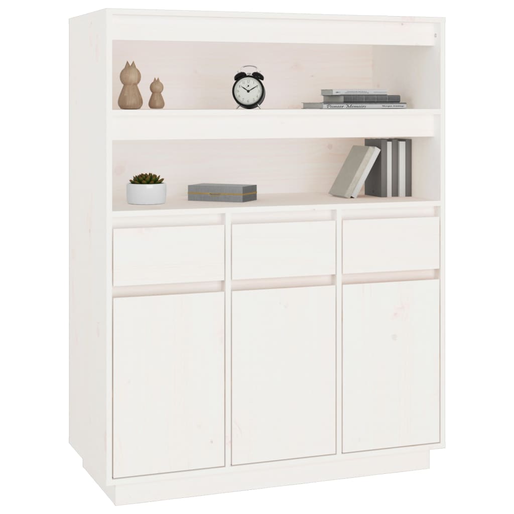 højskab 89x40x116,5 cm massivt fyrretræ hvid