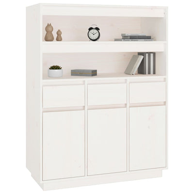 højskab 89x40x116,5 cm massivt fyrretræ hvid