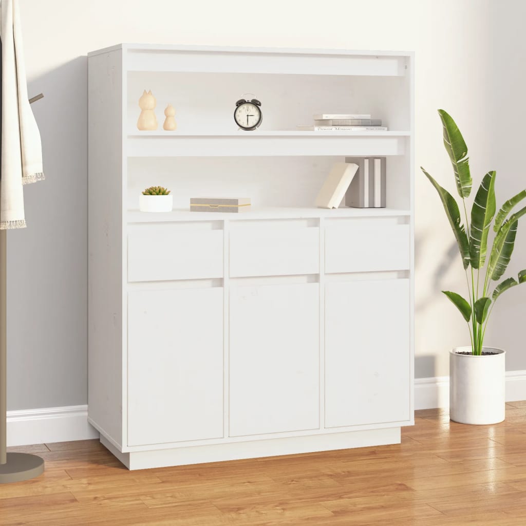 højskab 89x40x116,5 cm massivt fyrretræ hvid