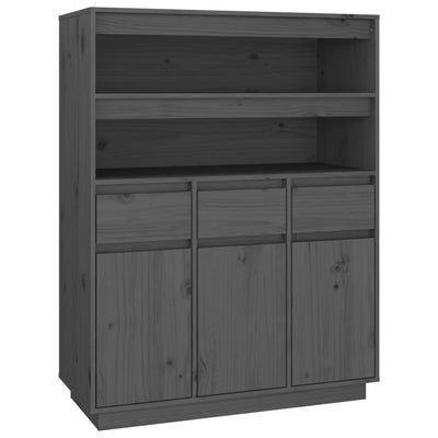 højskab 89x40x116,5 cm massivt fyrretræ grå