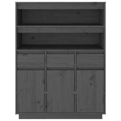 højskab 89x40x116,5 cm massivt fyrretræ grå