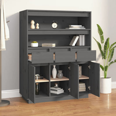 højskab 89x40x116,5 cm massivt fyrretræ grå