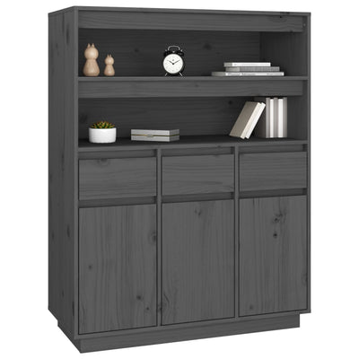højskab 89x40x116,5 cm massivt fyrretræ grå
