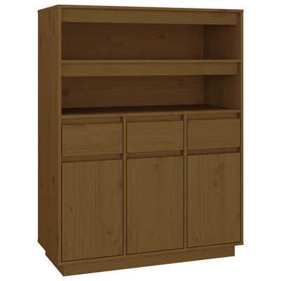 højskab 89x40x116,5 cm massivt fyrretræ gyldenbrun