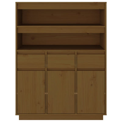 højskab 89x40x116,5 cm massivt fyrretræ gyldenbrun