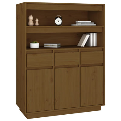 højskab 89x40x116,5 cm massivt fyrretræ gyldenbrun