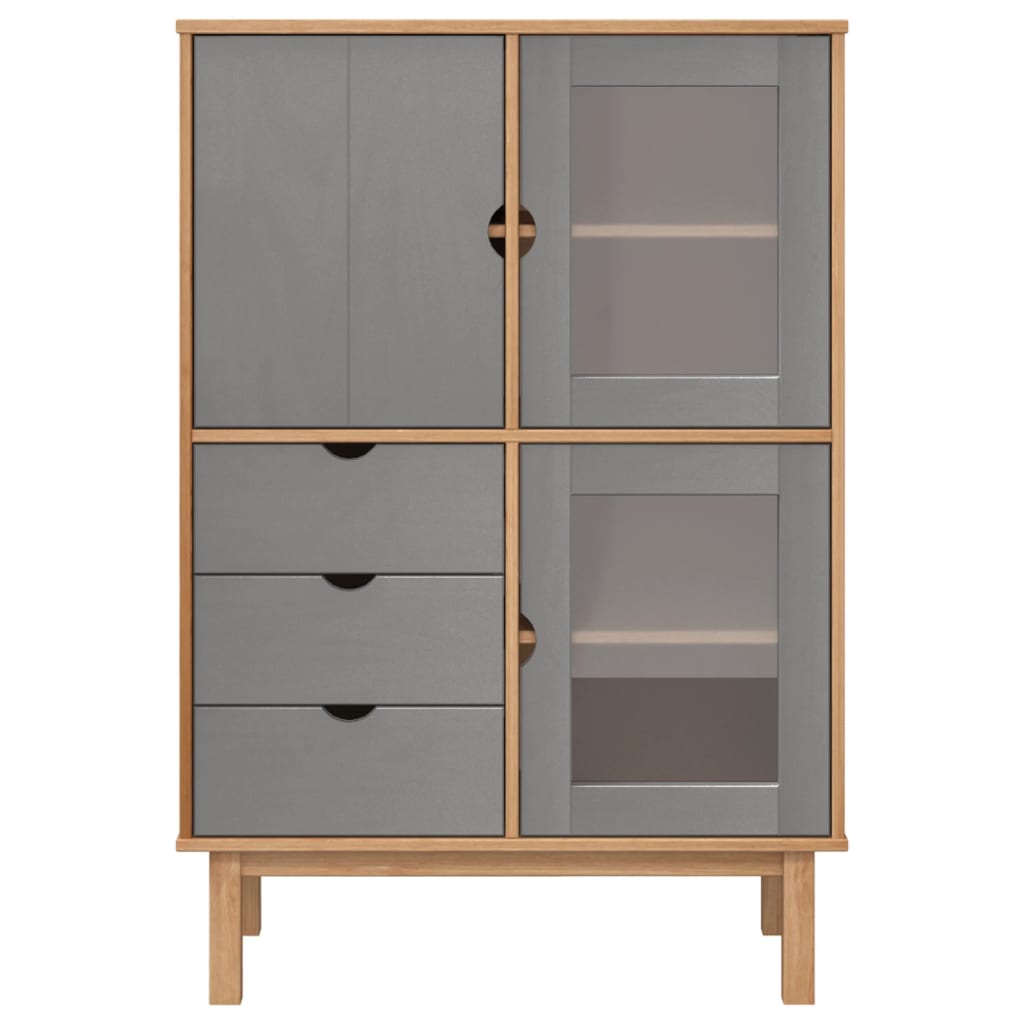 højskab OTTA 85x43x125 cm massivt fyrretræ brun og grå