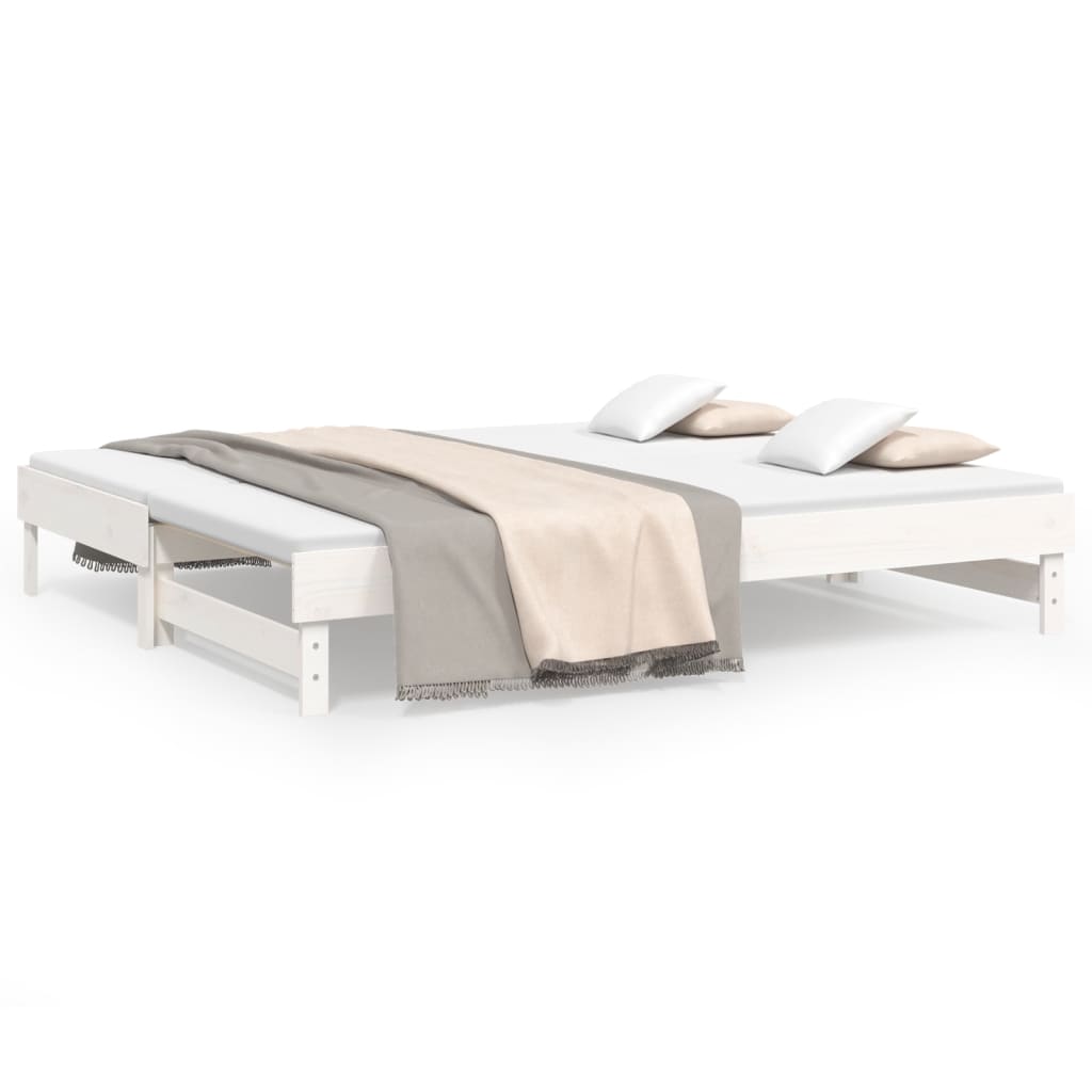 daybed med udtræk 2x(100x200) cm massivt fyrretræ hvid