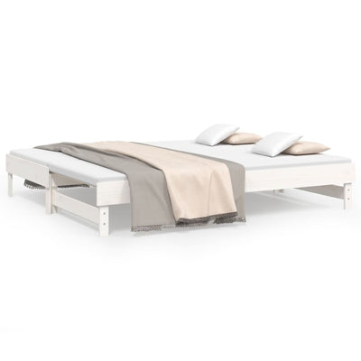 daybed med udtræk 2x(100x200) cm massivt fyrretræ hvid