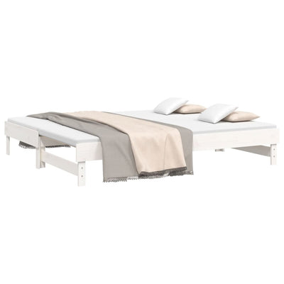 daybed med udtræk 2x(100x200) cm massivt fyrretræ hvid