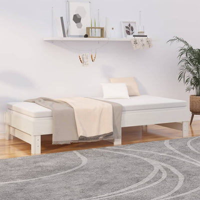 daybed med udtræk 2x(100x200) cm massivt fyrretræ hvid