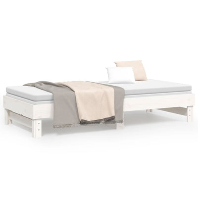 daybed med udtræk 2x(100x200) cm massivt fyrretræ hvid