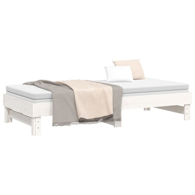 daybed med udtræk 2x(100x200) cm massivt fyrretræ hvid