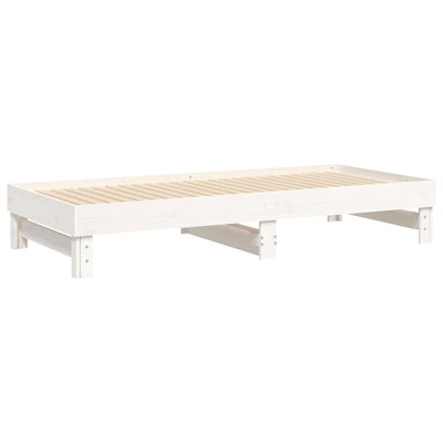 daybed med udtræk 2x(100x200) cm massivt fyrretræ hvid