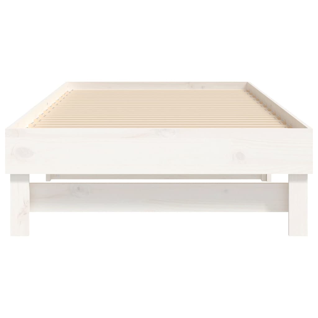 daybed med udtræk 2x(100x200) cm massivt fyrretræ hvid
