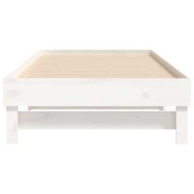 daybed med udtræk 2x(100x200) cm massivt fyrretræ hvid