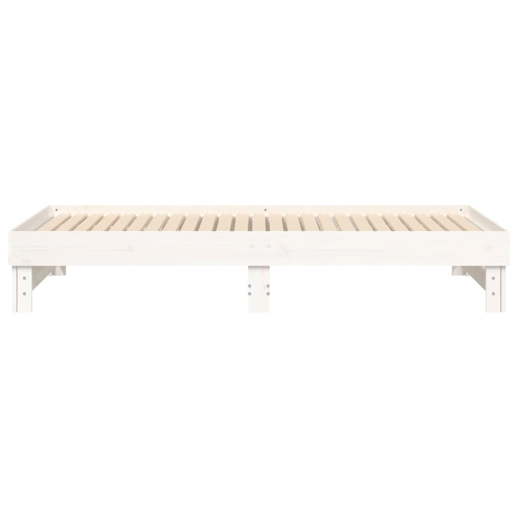 daybed med udtræk 2x(100x200) cm massivt fyrretræ hvid